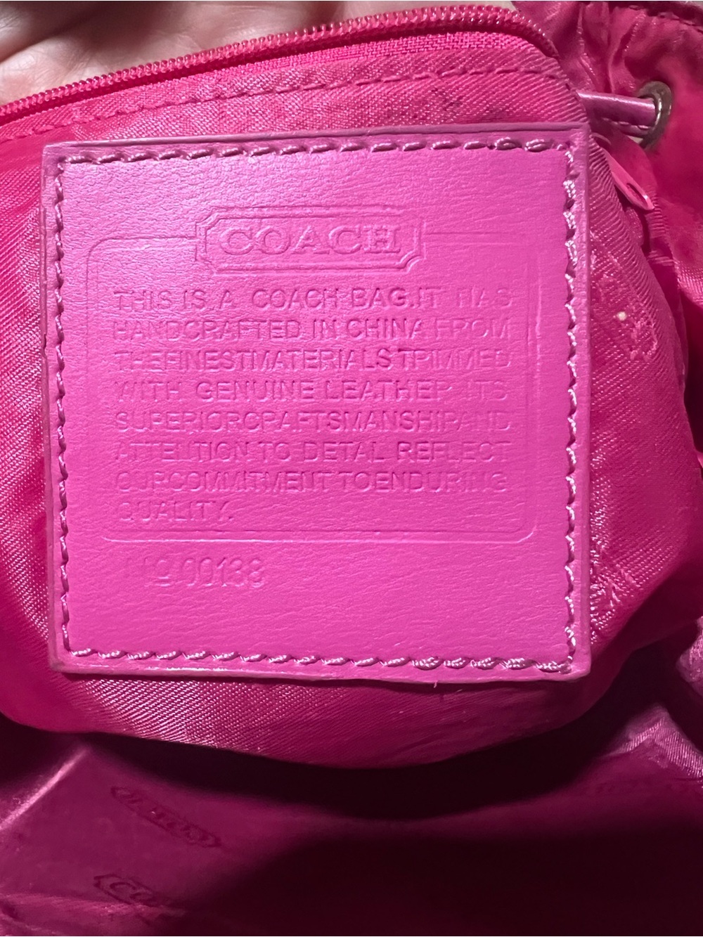 Coach Y2K vintage fuchsia signature drawstring backpack silver hardware - Picture 7 of 13